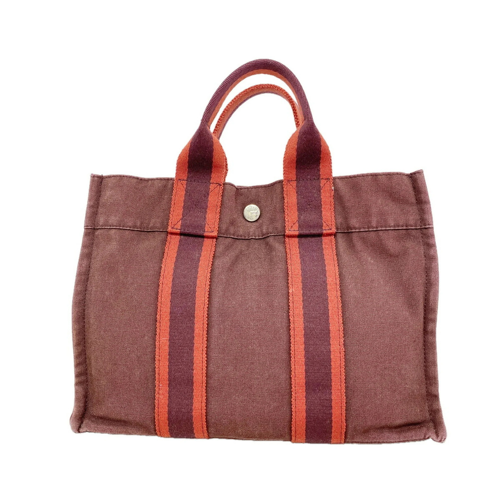 Hermes Fourre-Tout PM Canvas Handbag, Bordeaux, Women's